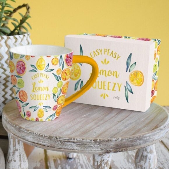 Lang Cat Coq Gift Mug with Reusable Gift Box Lemon Theme Floral Large 17 OZ - Picture 8 of 16